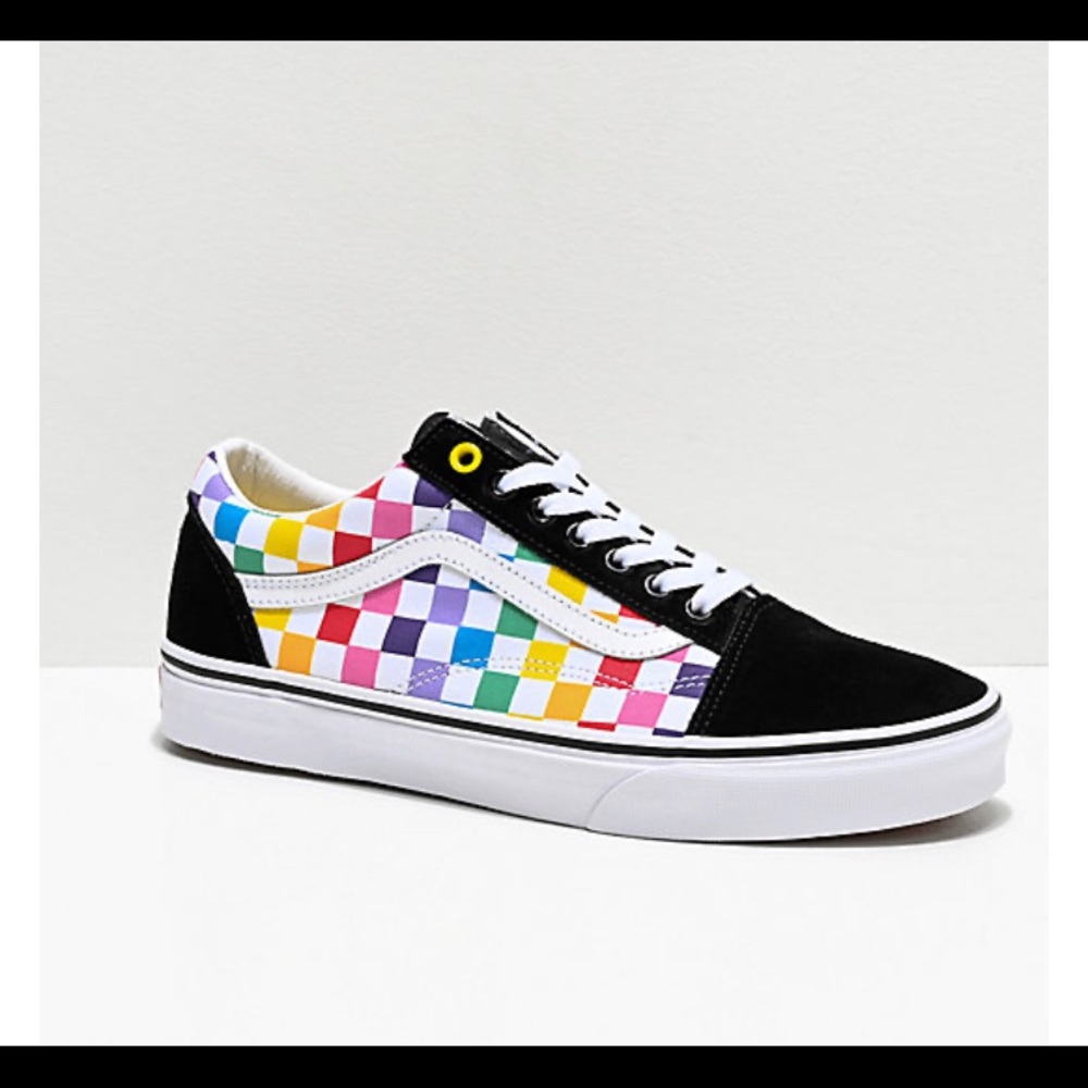 Vans Old Skool rainbow checkered shoes